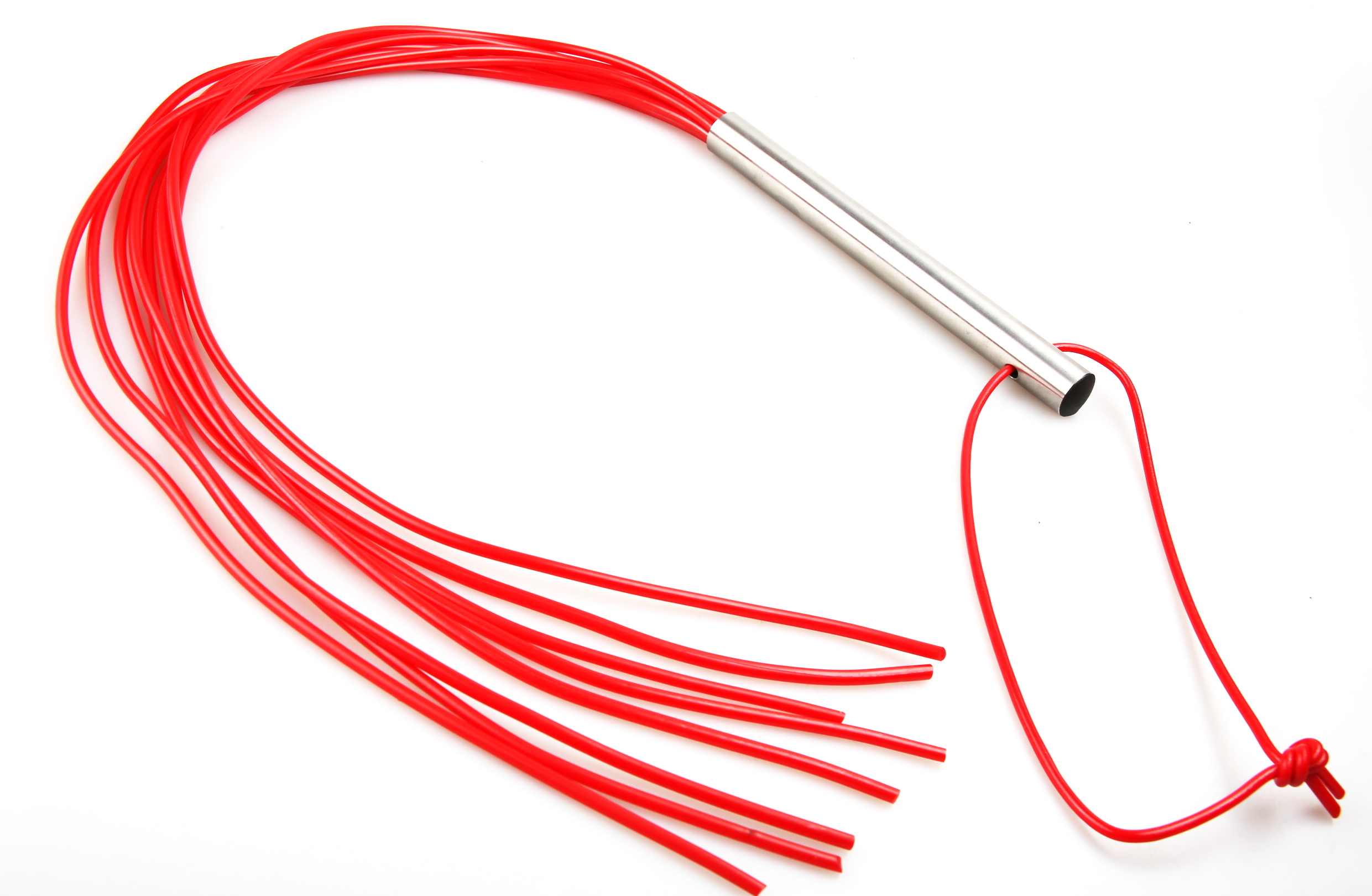 Peitsche - Metallgriff mit PVC-Striemen rot