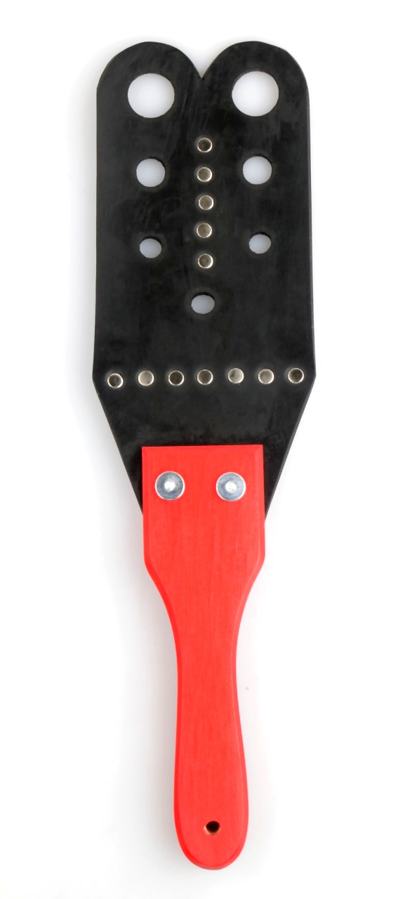 PADDLE - Strap Gummi Holzgriff Nieten Luftlöcher gerundet rot