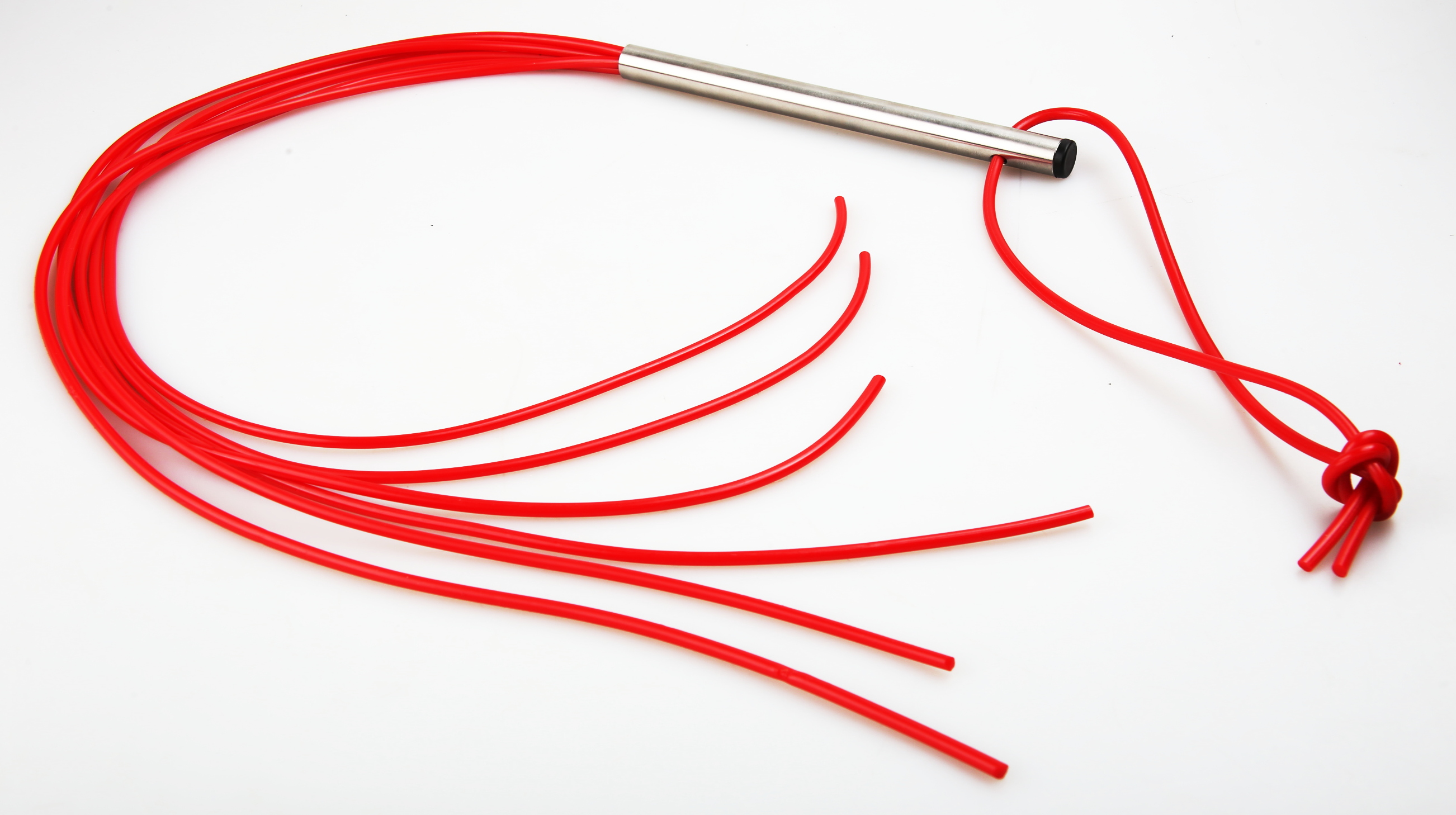 Peitsche - Metallgriff mit PVC-Striemen rot