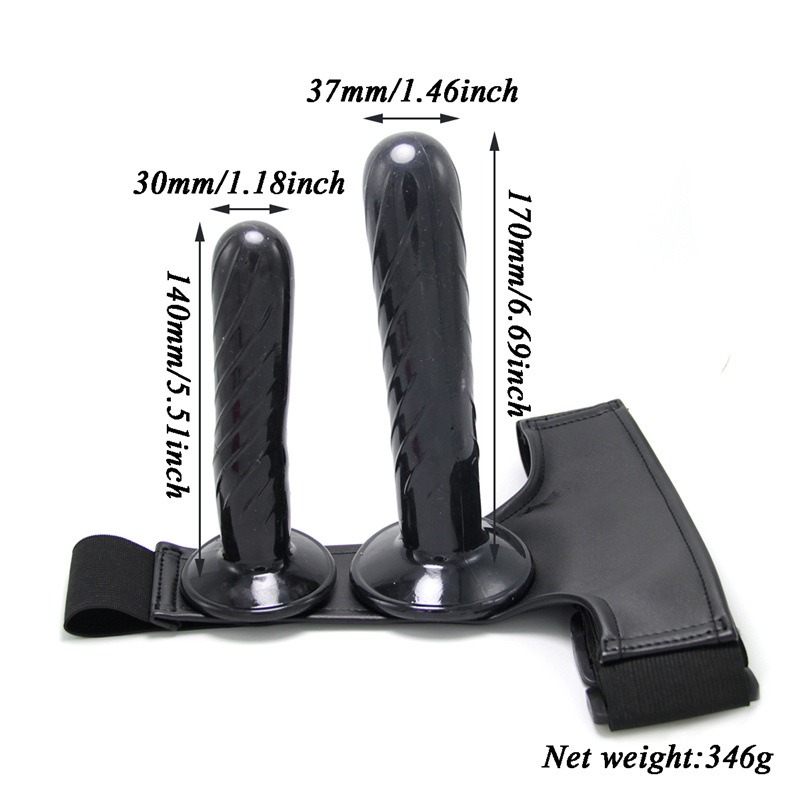 Bequemer Strap-On aus Nylon und PU-Leder mit zwei Dildos