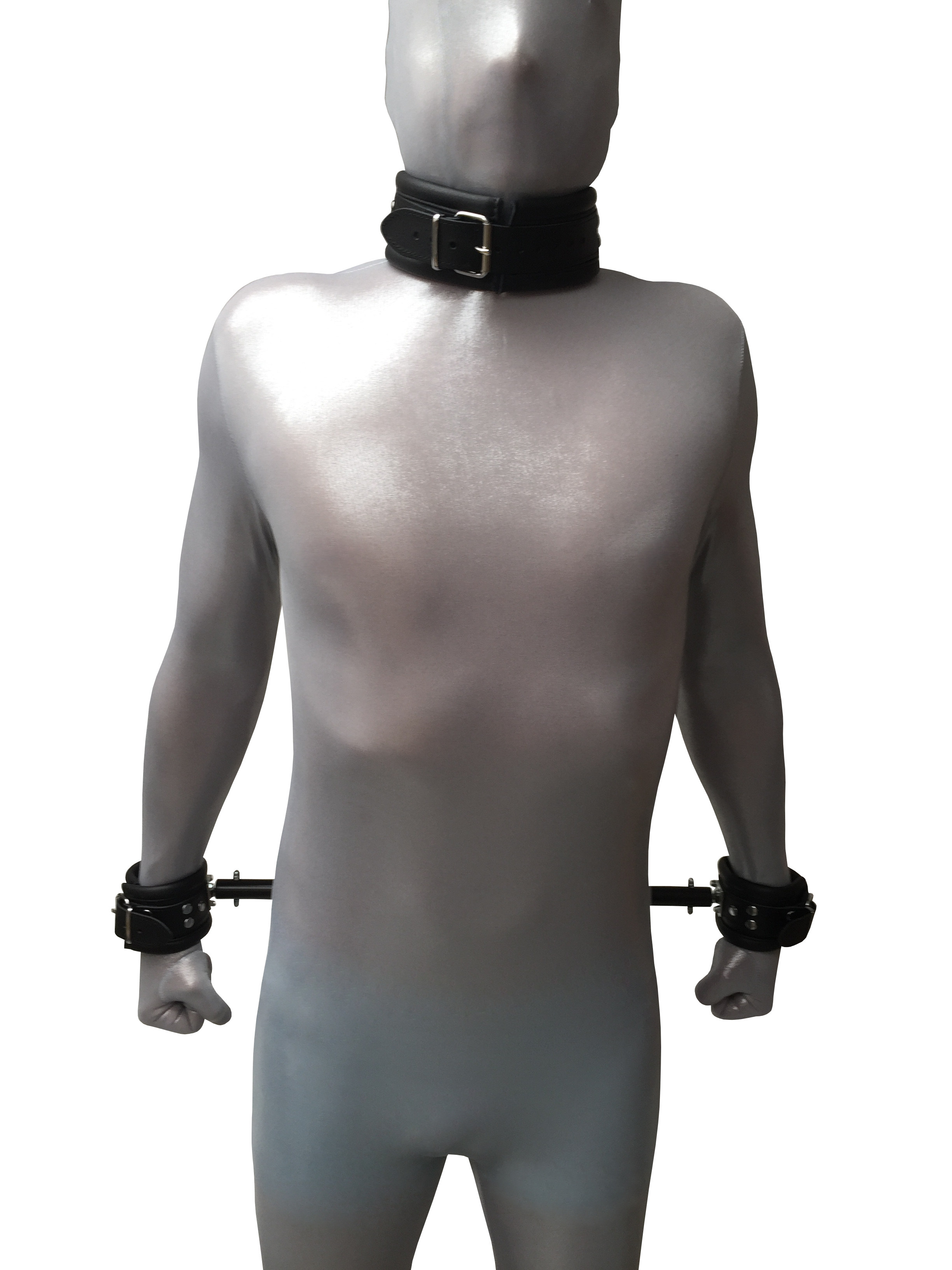 Hals Hände Metall Pranger (Pulverbeschichtet) mit Leder Fesseln