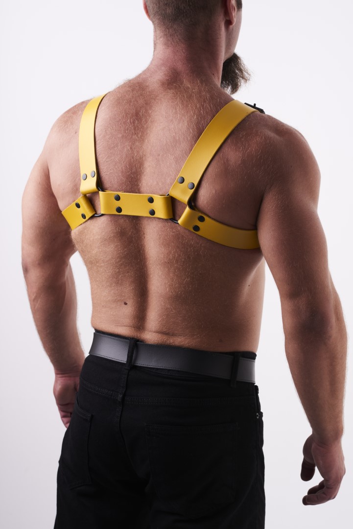 Leder Brust Harness Gelb