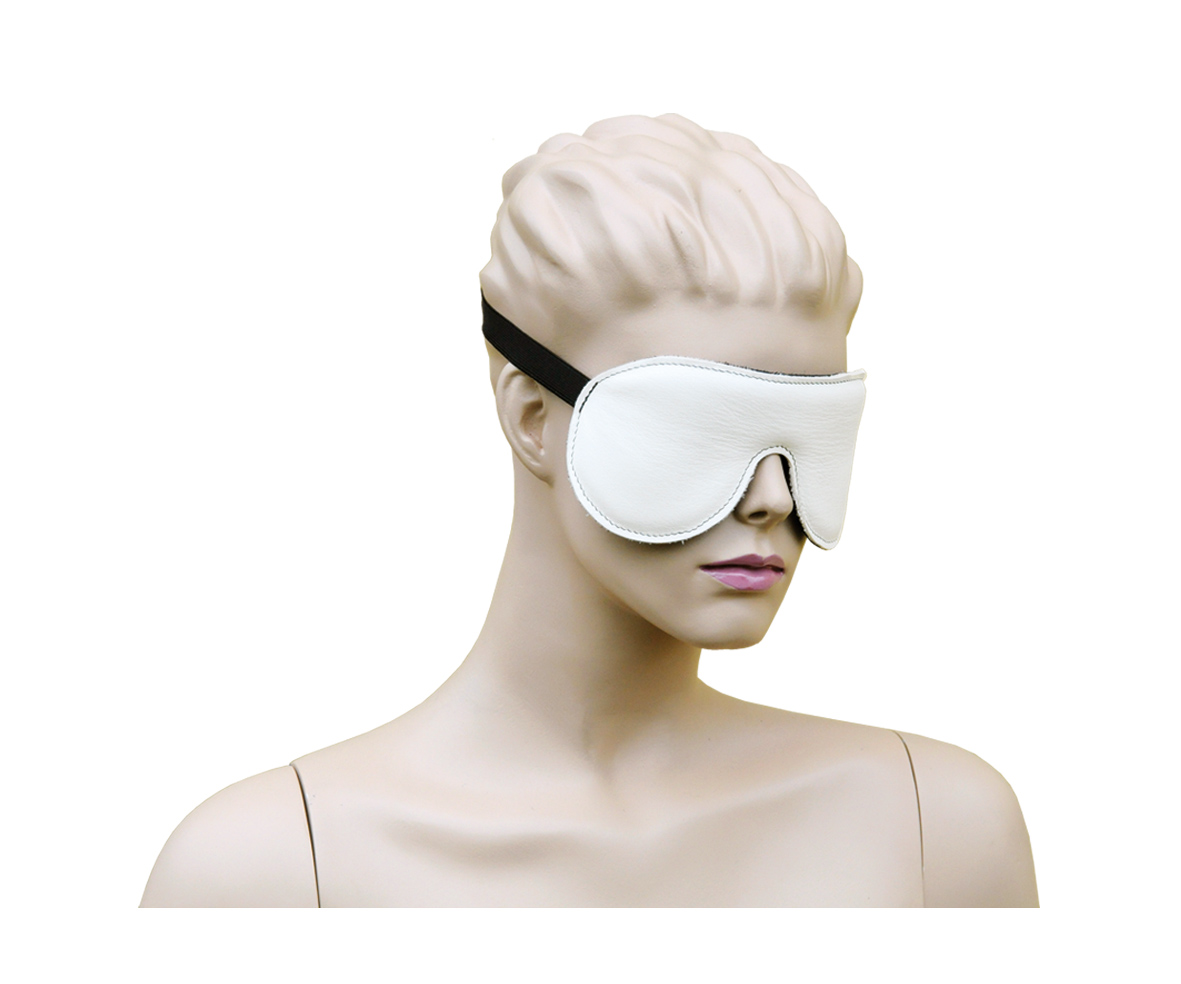 Leder Augenmaske soft weiß/schwarz