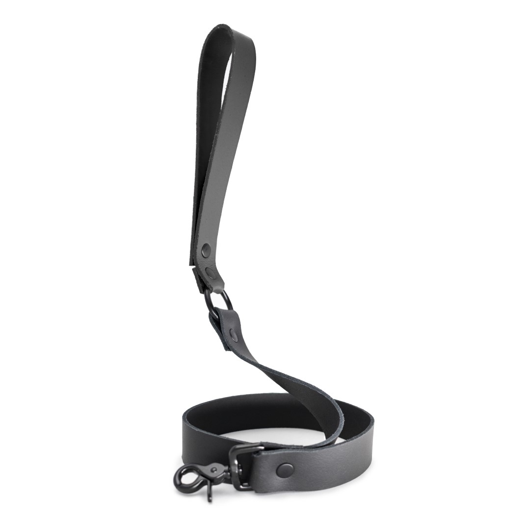 Soft Leder Leine Kurz Schwarz