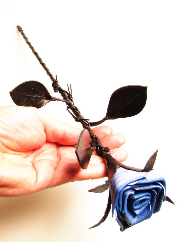 Leder Rose - Blau/Schwarz