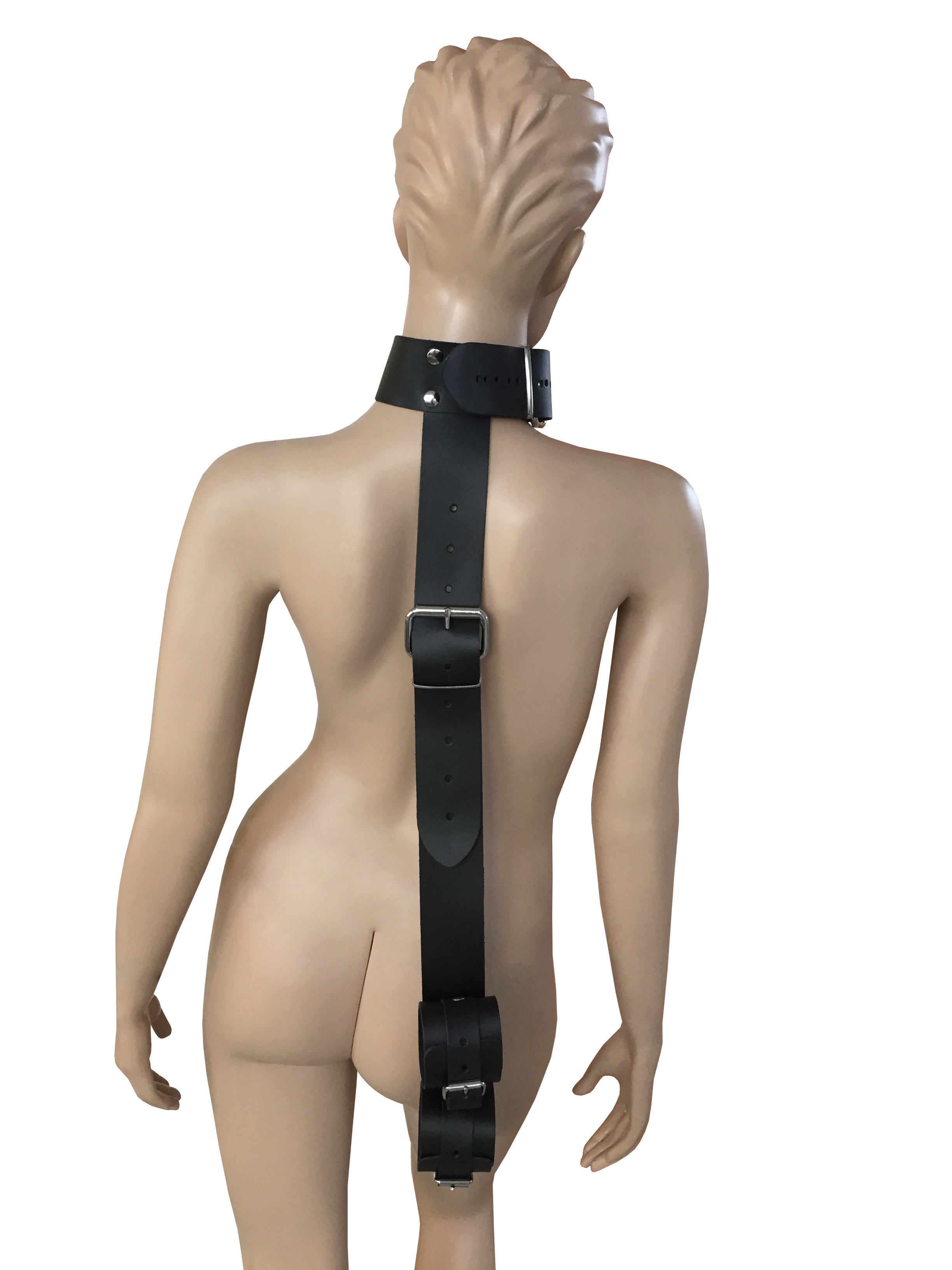 Lederhalsband mit Lederverbindung und Handfesseln