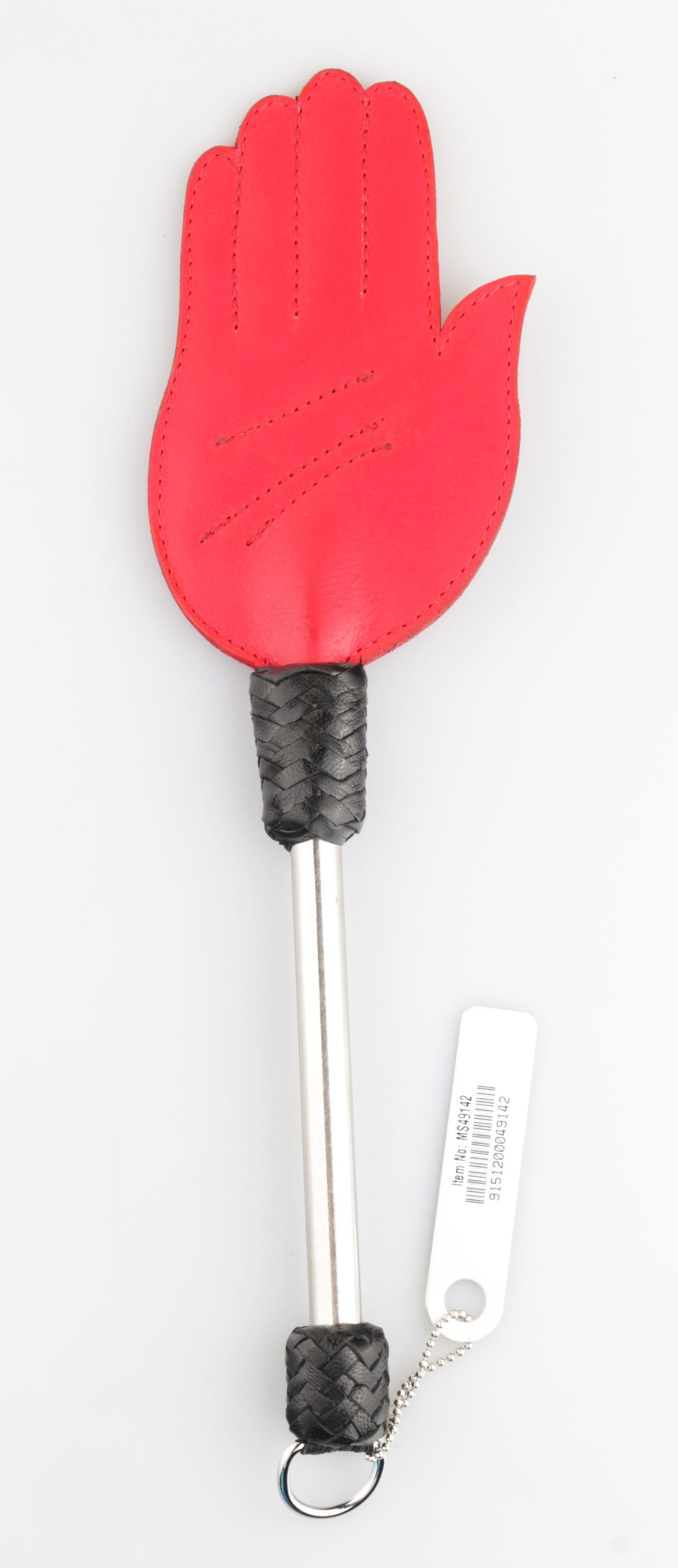 Lederpaddle mit Metallgriff Handpaddle rot