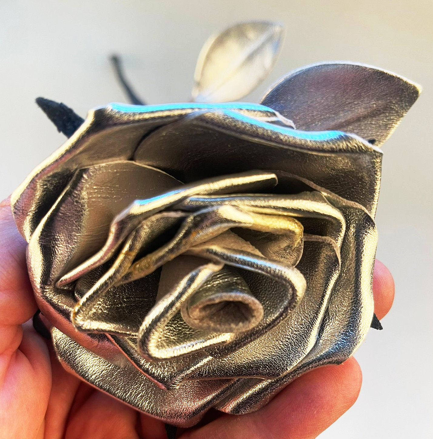 Leder Rose - Silber