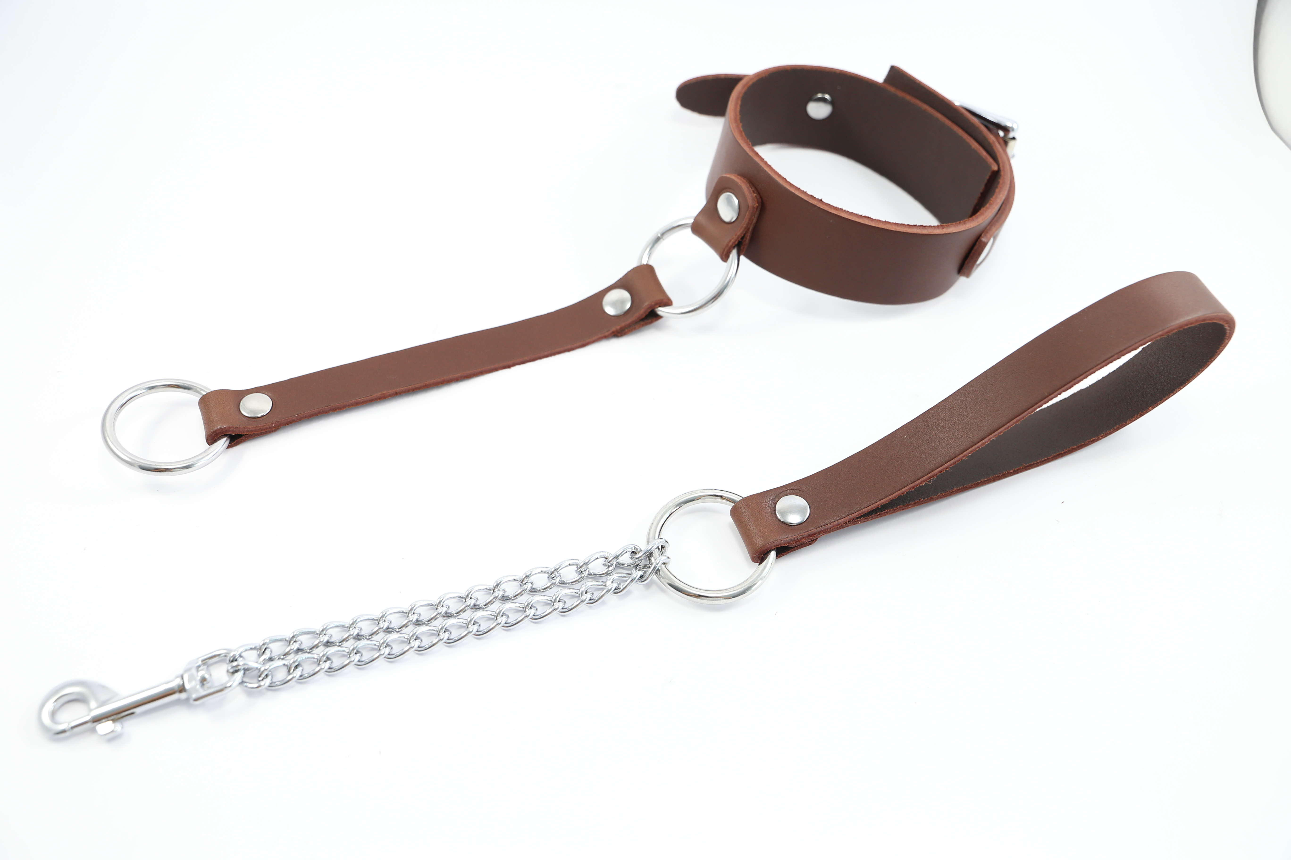 Halsband mit Kettenleine braun