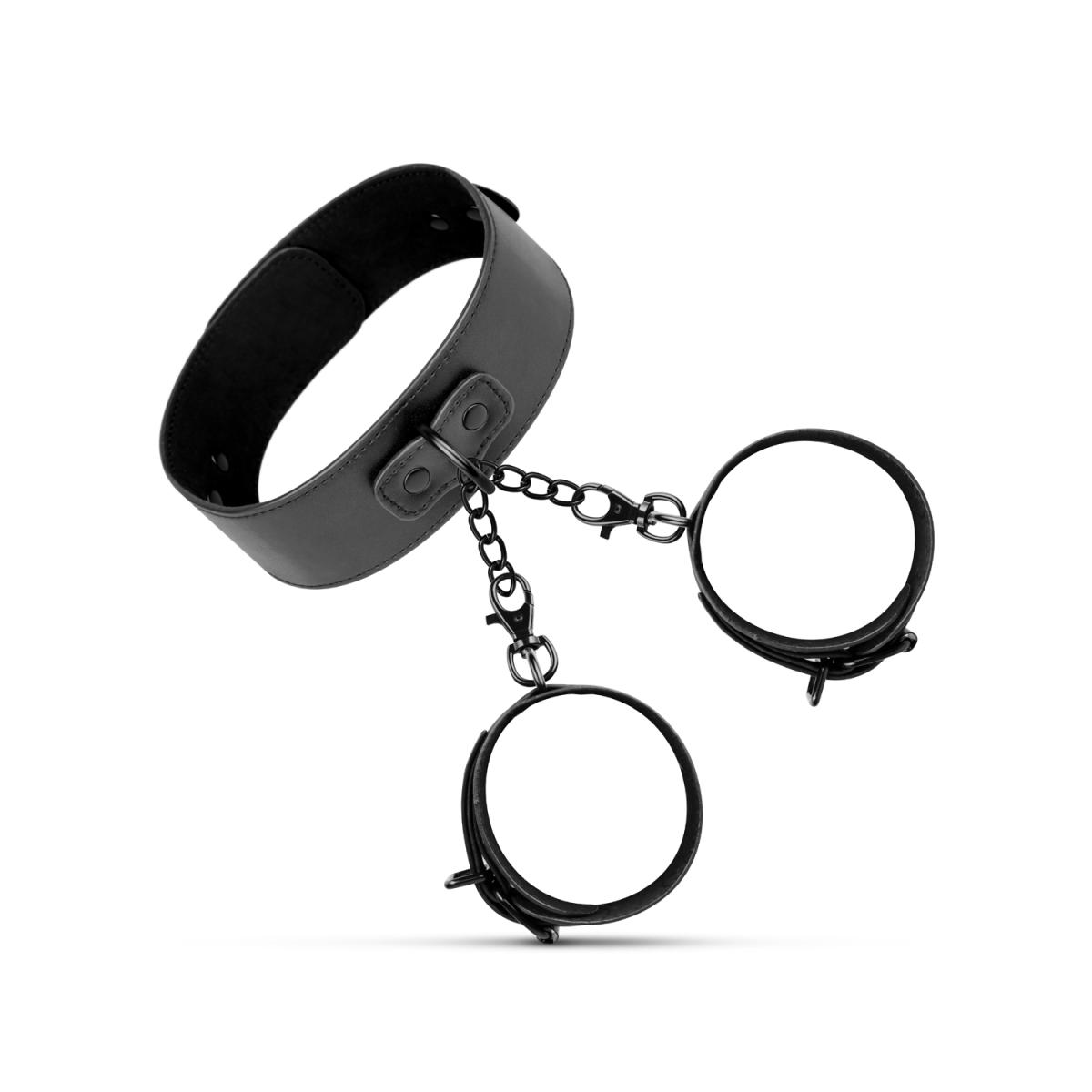 Halsband - Handgelenk-Manschetten - Schwarz als Set