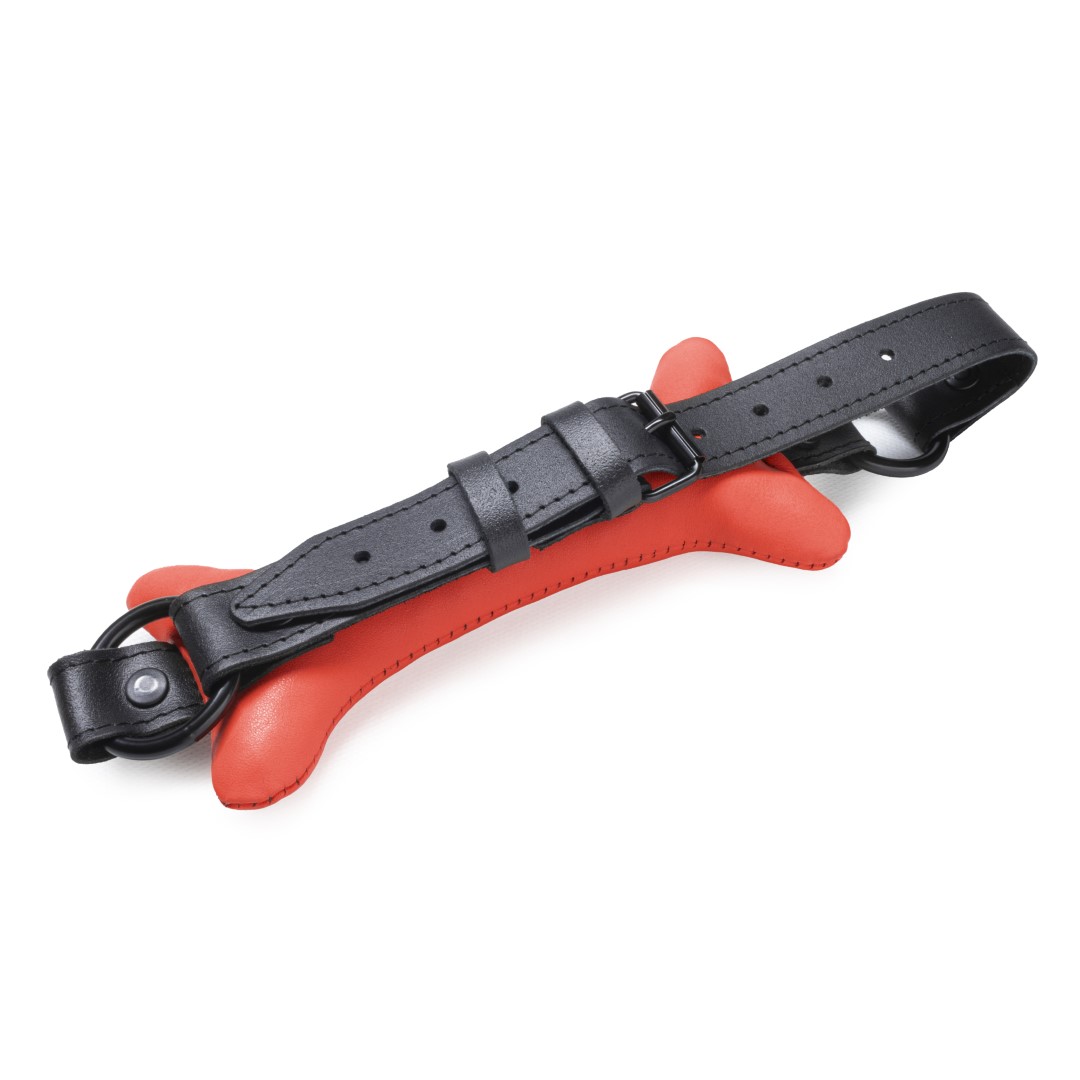 Doggy Leder Knochen Knebel Rot