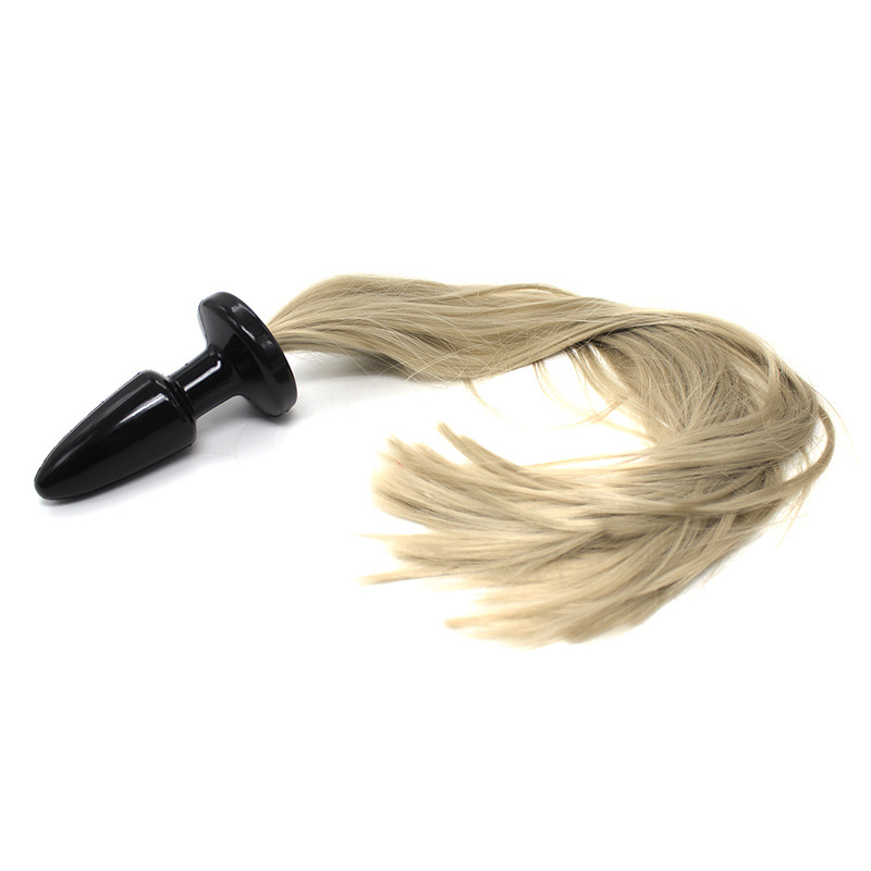 Buttplug aus Latex mit blondem Ponytail für Petplay