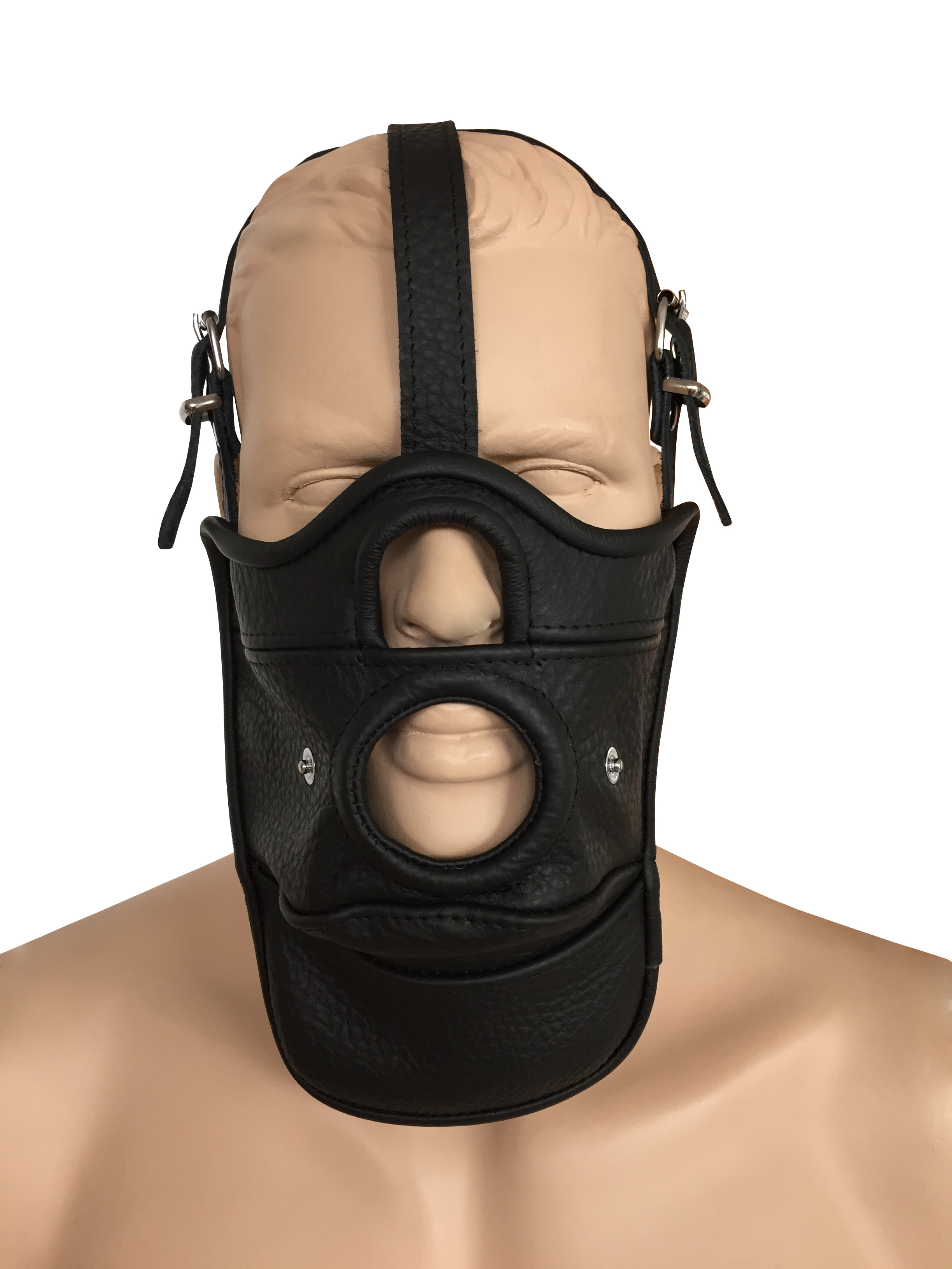 Maske mit Öffnung und abknüpfbarem Mundknebel