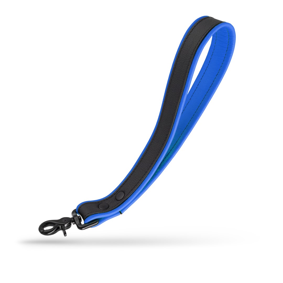 Soft Leder Leine Kurz Schwarz/Blau