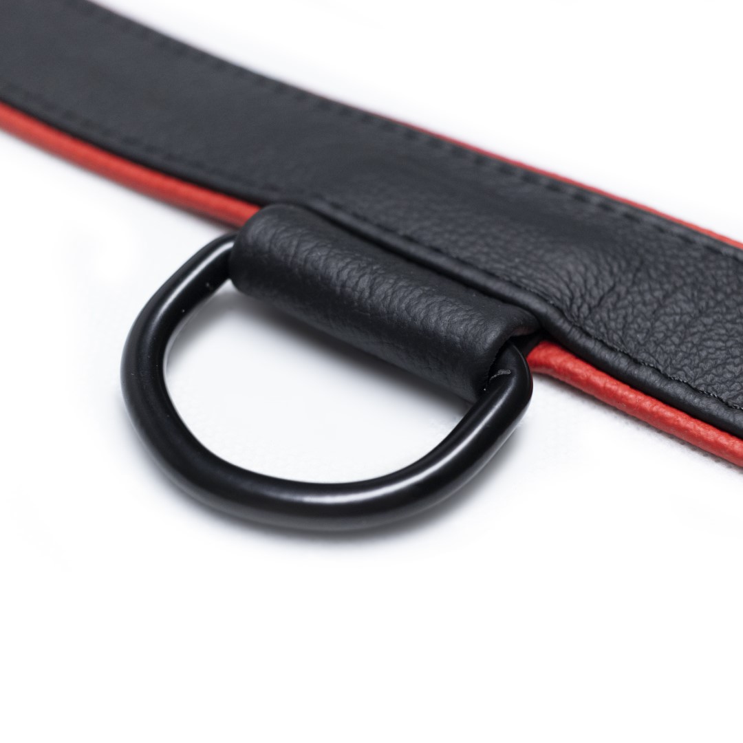 Soft Leder Halsband Schwarz/Rot
