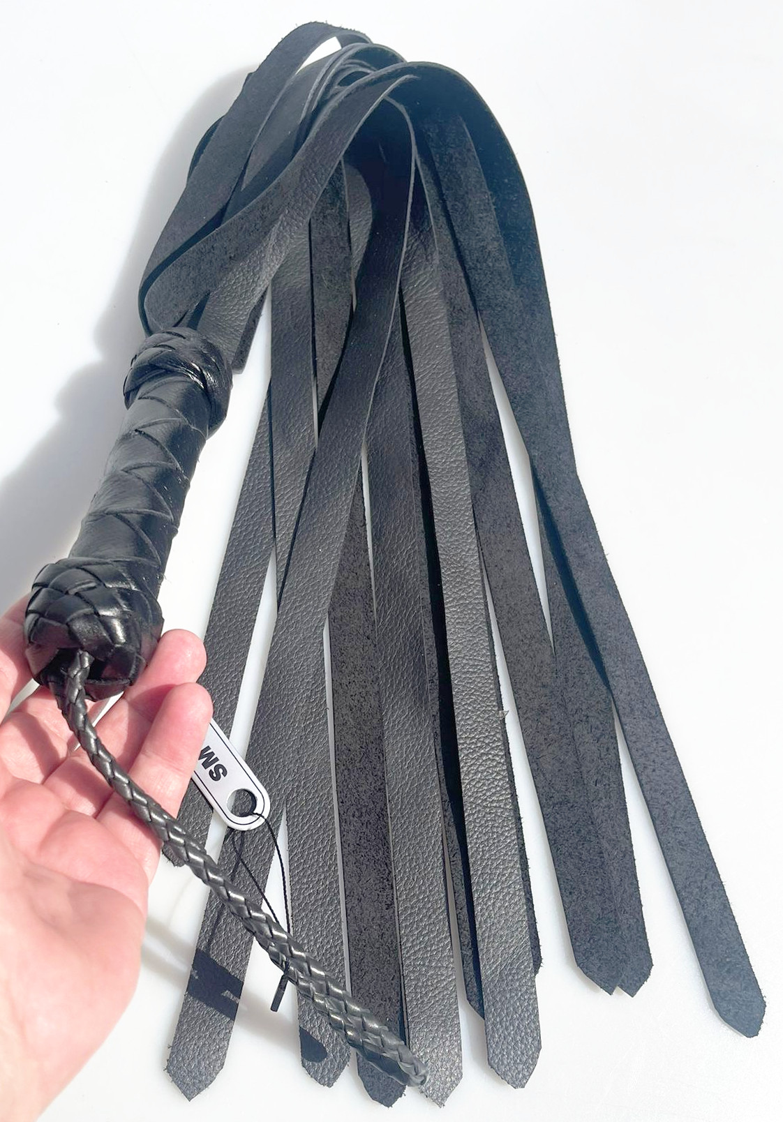 Langer Flogger - Schwarz aus Rindsleder