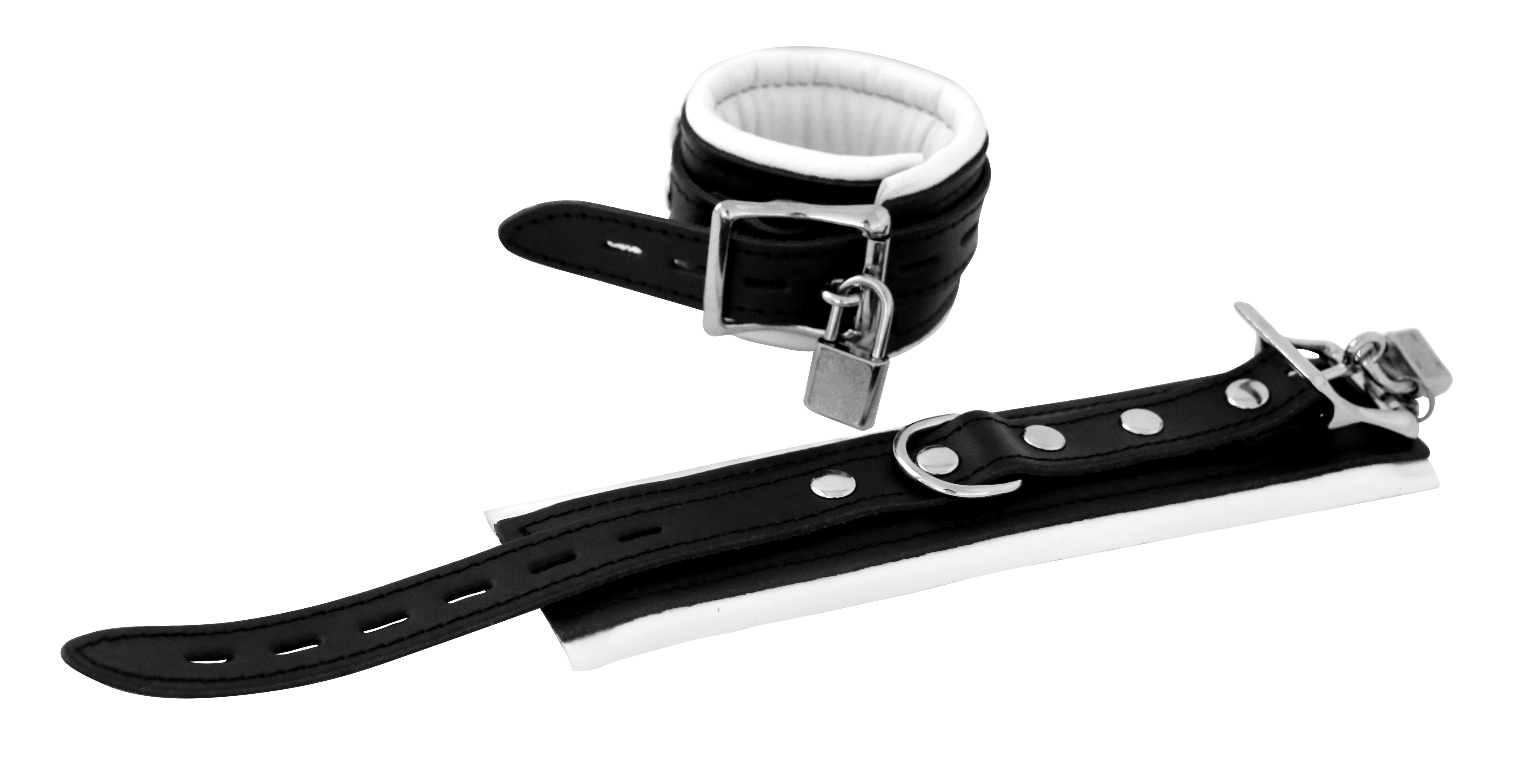 Leder Handfessel Weiß abschließbar