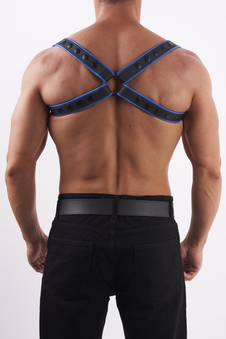 HighQuality - Soft Leder Schulter Harness Schwarz/Blau