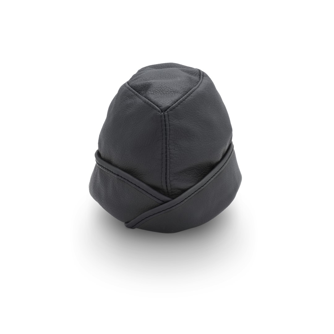 Leder Garnisonsmütze Schwarz