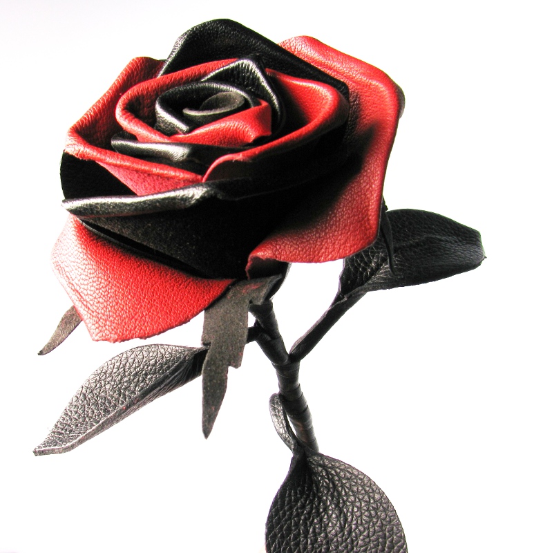 Leder Rose - Red and Black