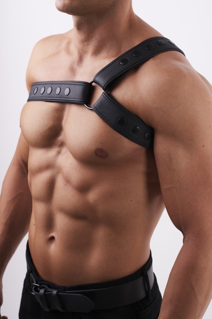 HighQuality - Soft Leder Brust Harness Y Schwarz