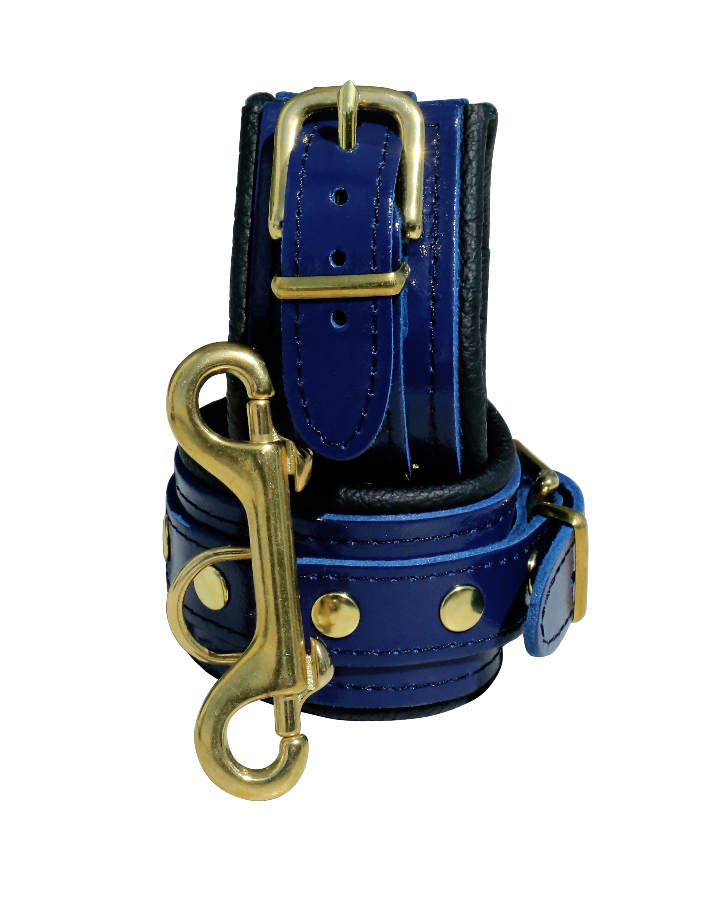 Lederfessel Set "Modern Blue meets Baroque Gold"