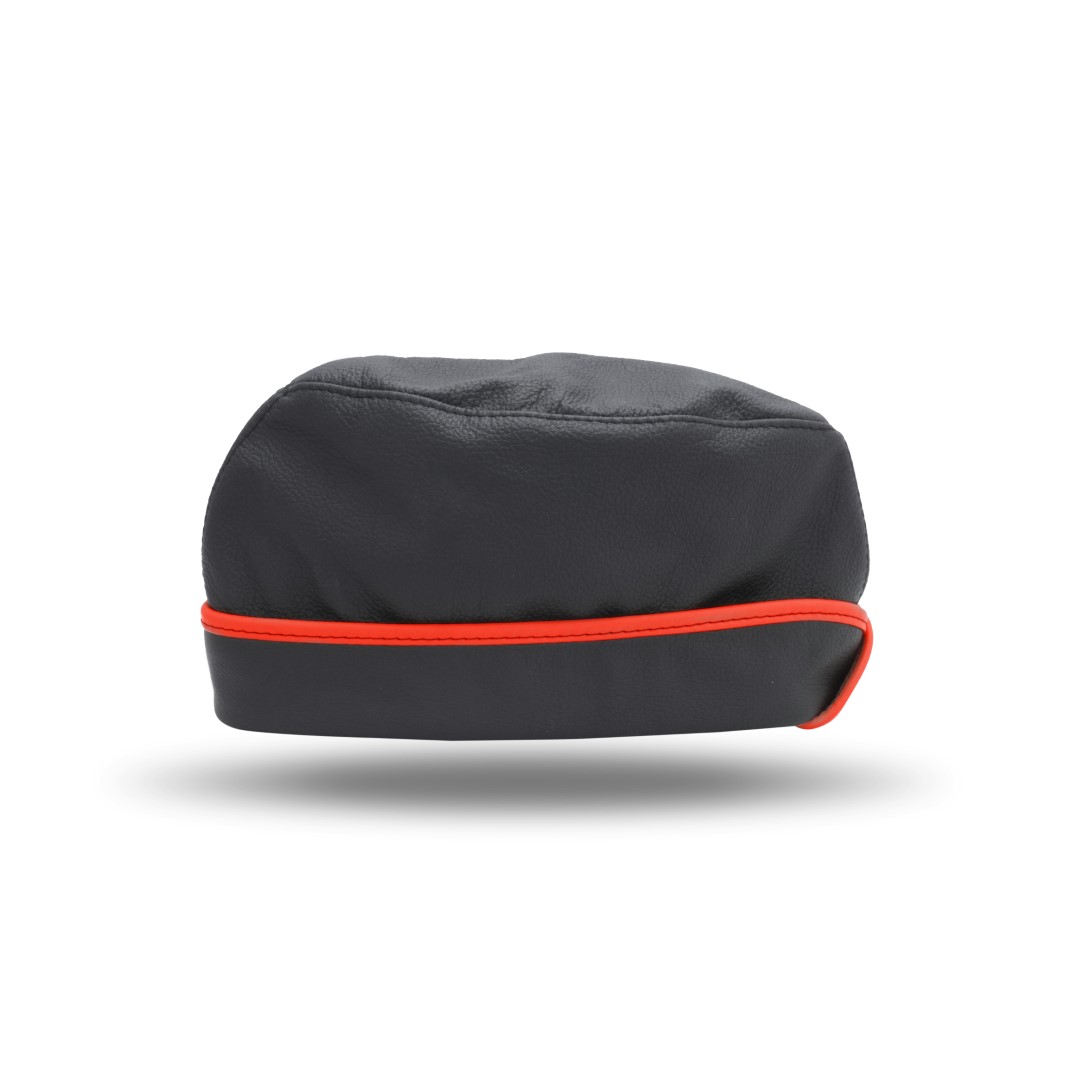 Leder Garnisonsmütze Schwarz/Rot