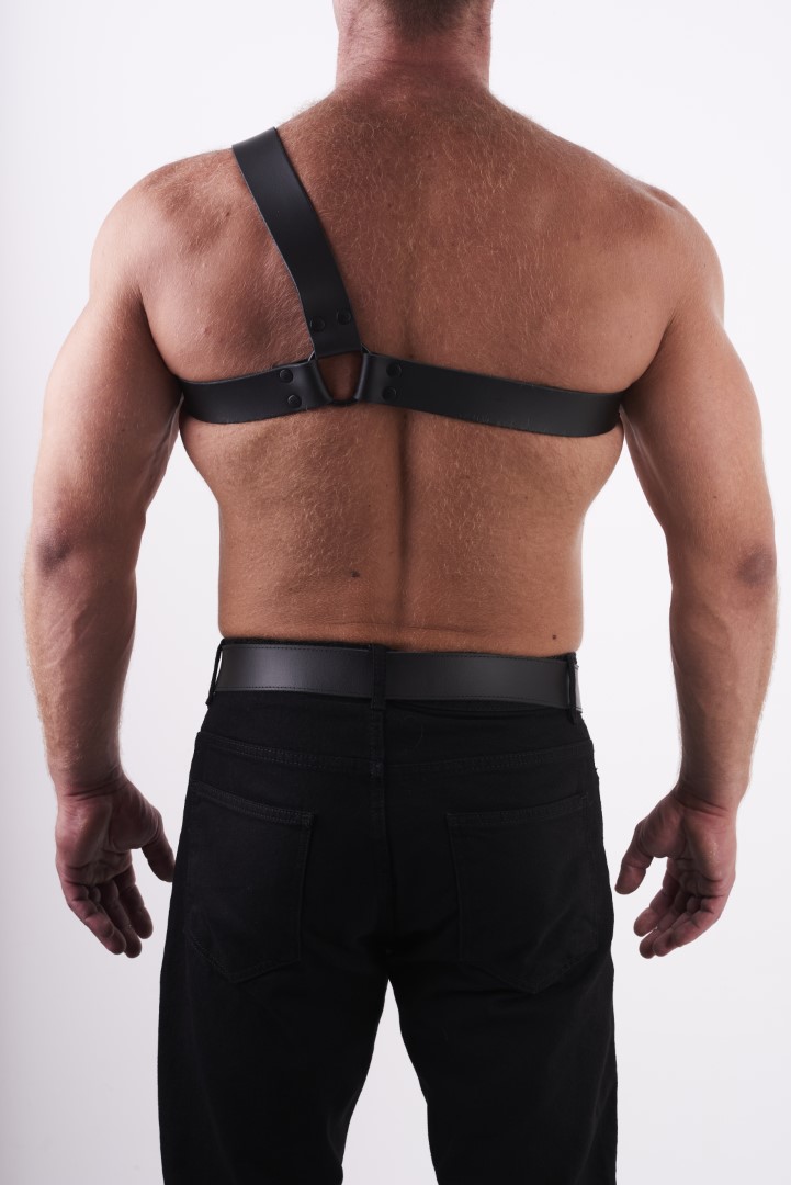 Leder Brust Harness Y Schwarz