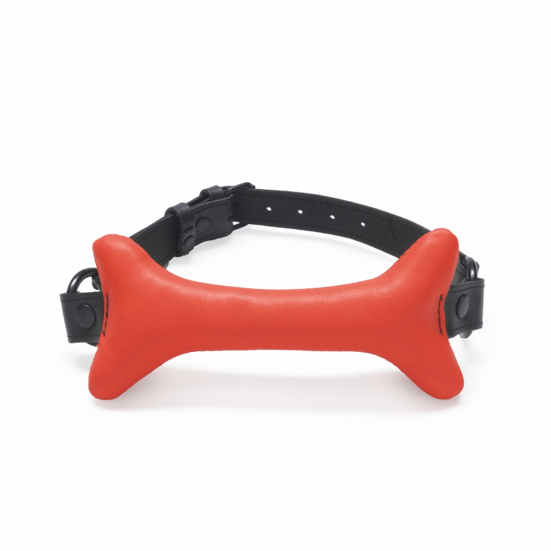 Doggy Leder Knochen Knebel Rot