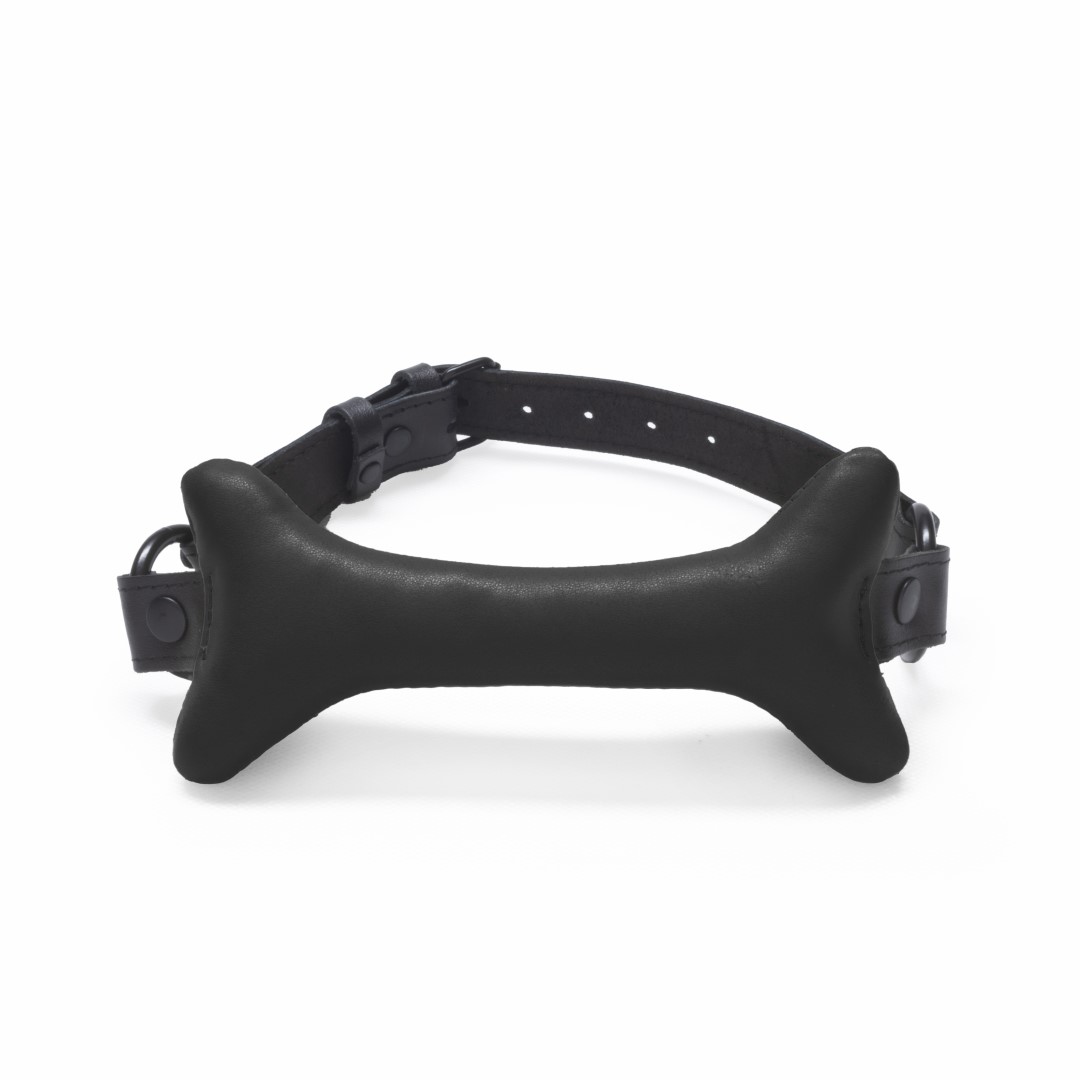 Doggy Leder Knochen Knebel Schwarz