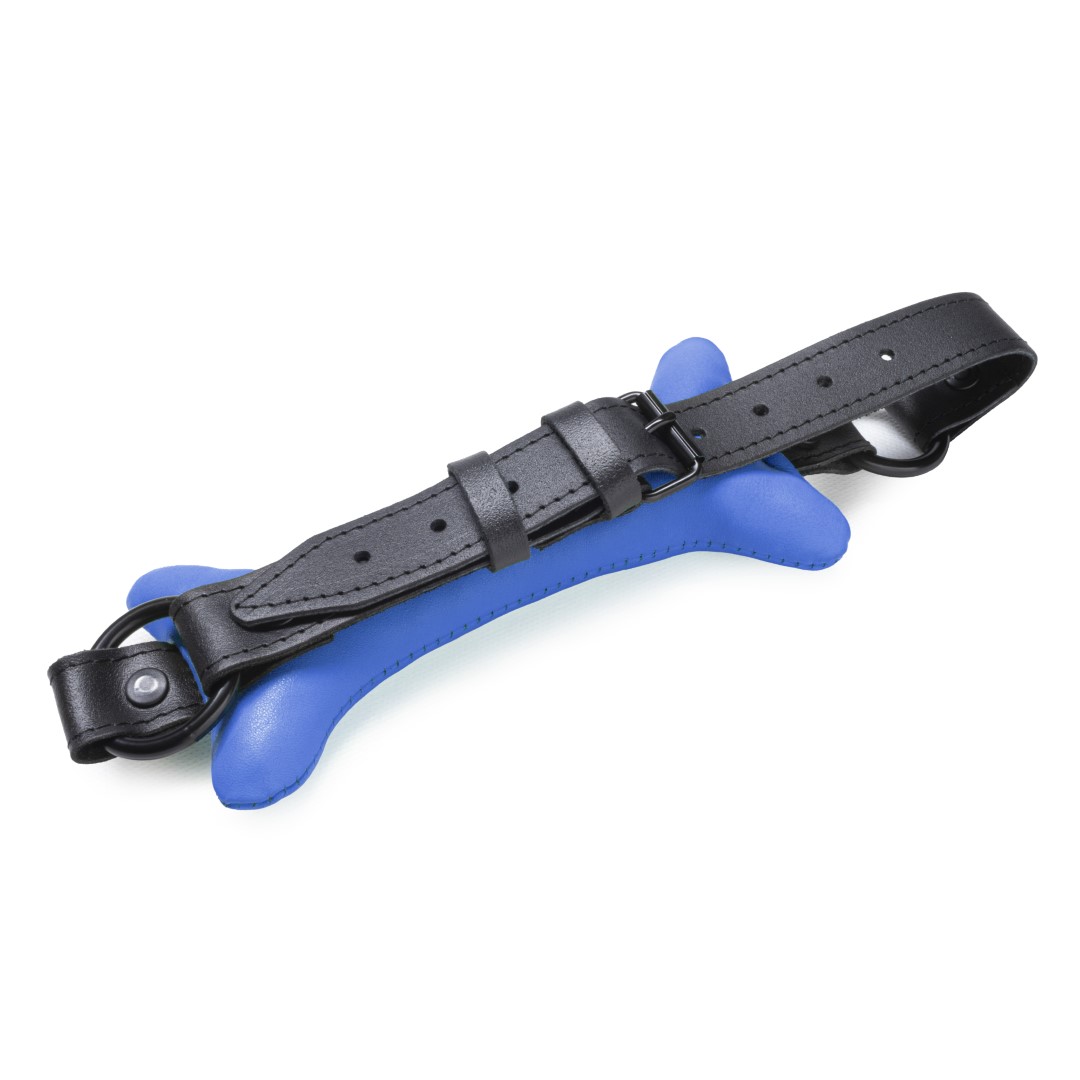 Doggy Leder Knochen Knebel Blau