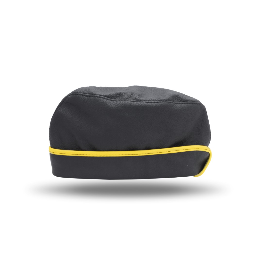 Leder Garnisonsmütze Schwarz/Gelb