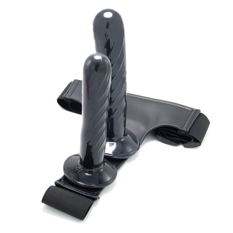 Bequemer Strap-On aus Nylon und PU-Leder mit zwei Dildos