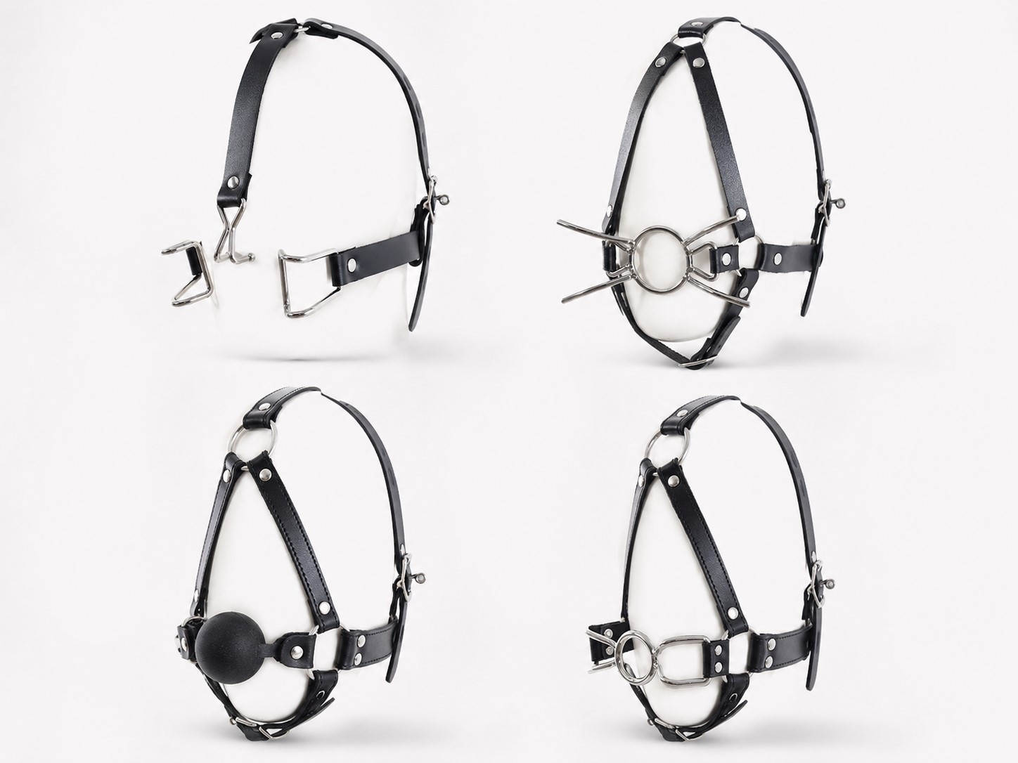 Kopfgeschirr - Ringknebel mit offenem Metallring und Kinnriemen
