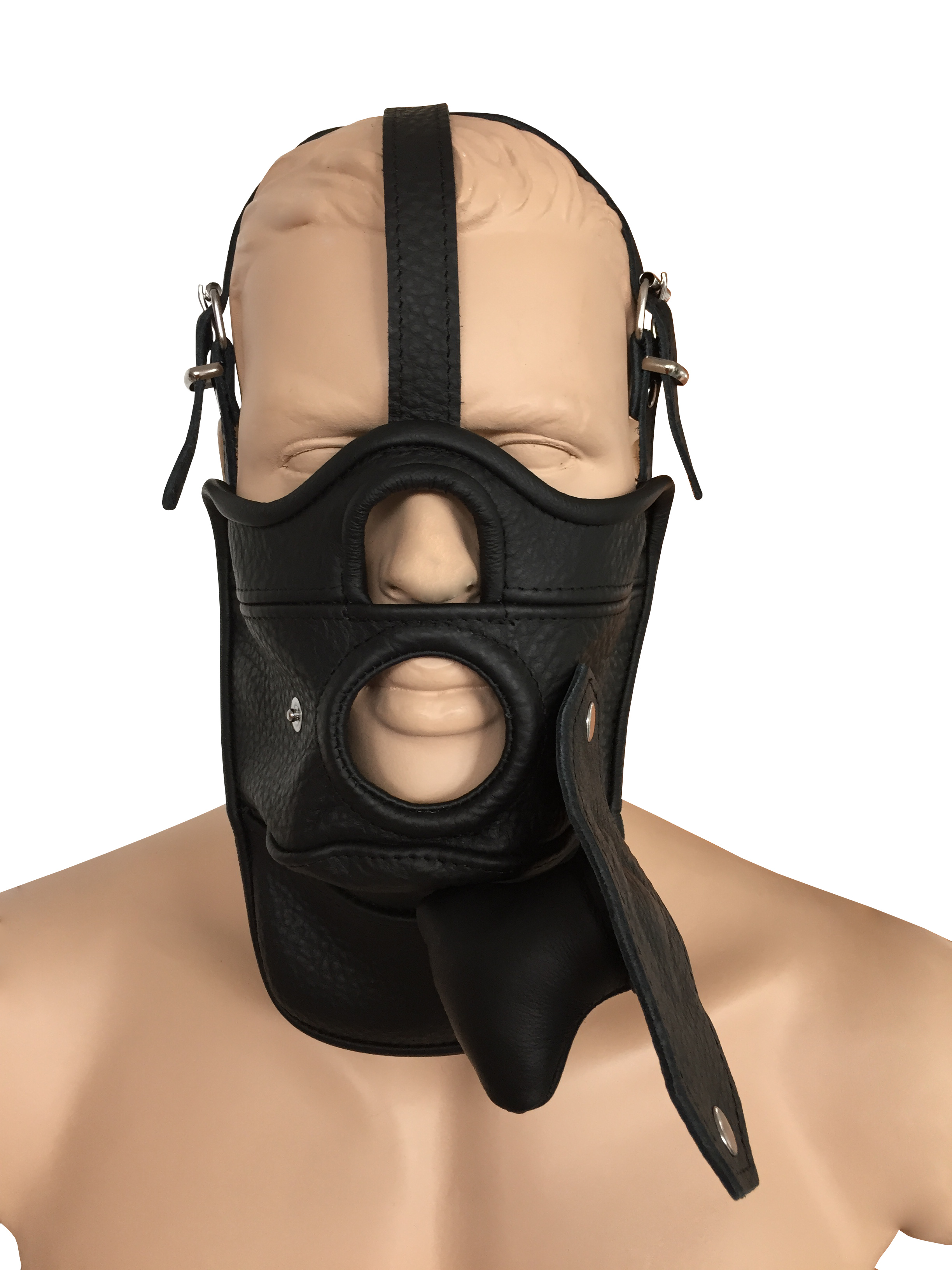 Maske mit Öffnung und abknüpfbarem Mundknebel