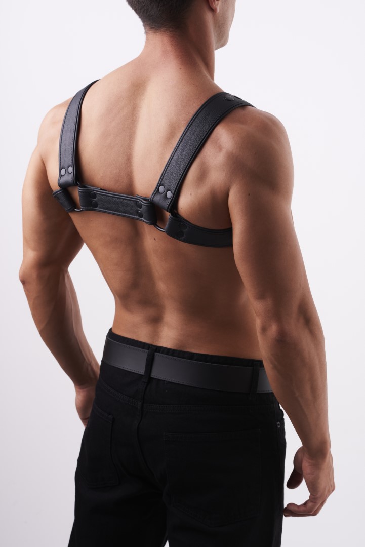 HighQuality - Soft Leder Brust Harness Schwarz