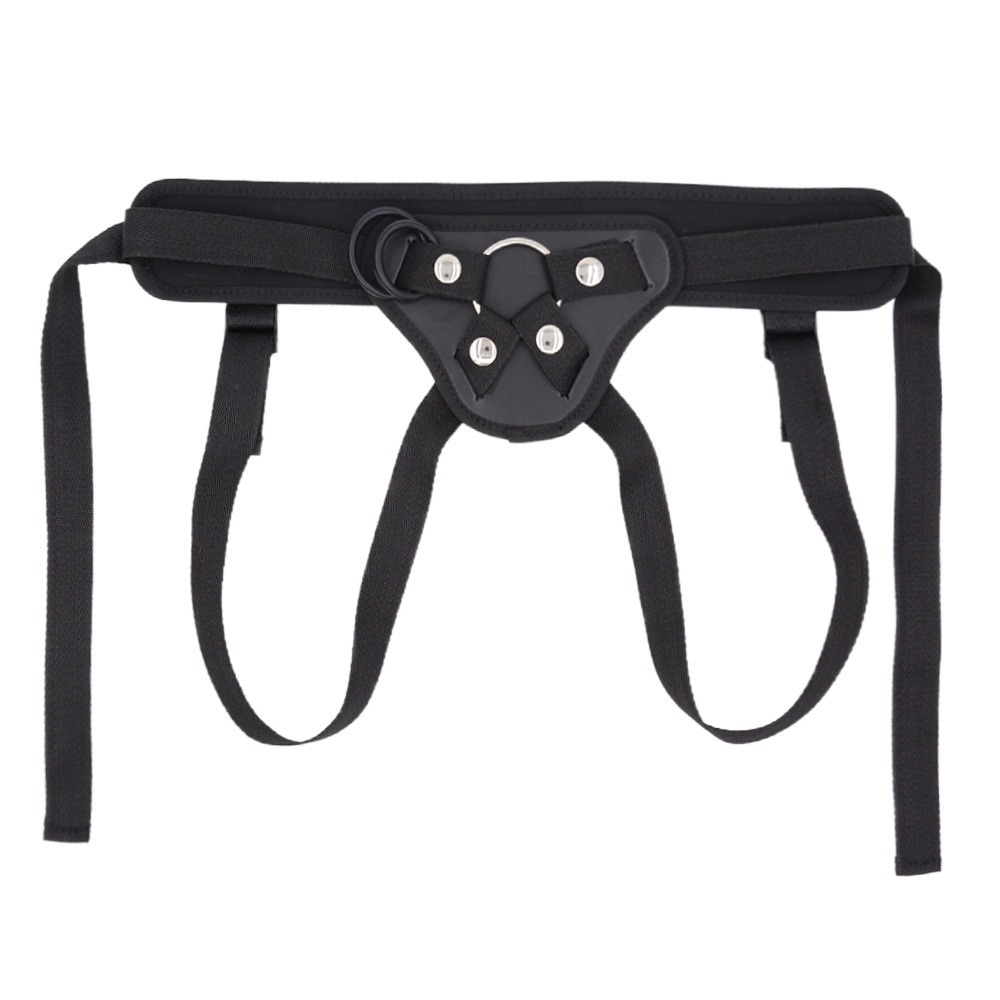Bequemer Strap-On aus Nylon und PU-Leder mit grossem Dildo