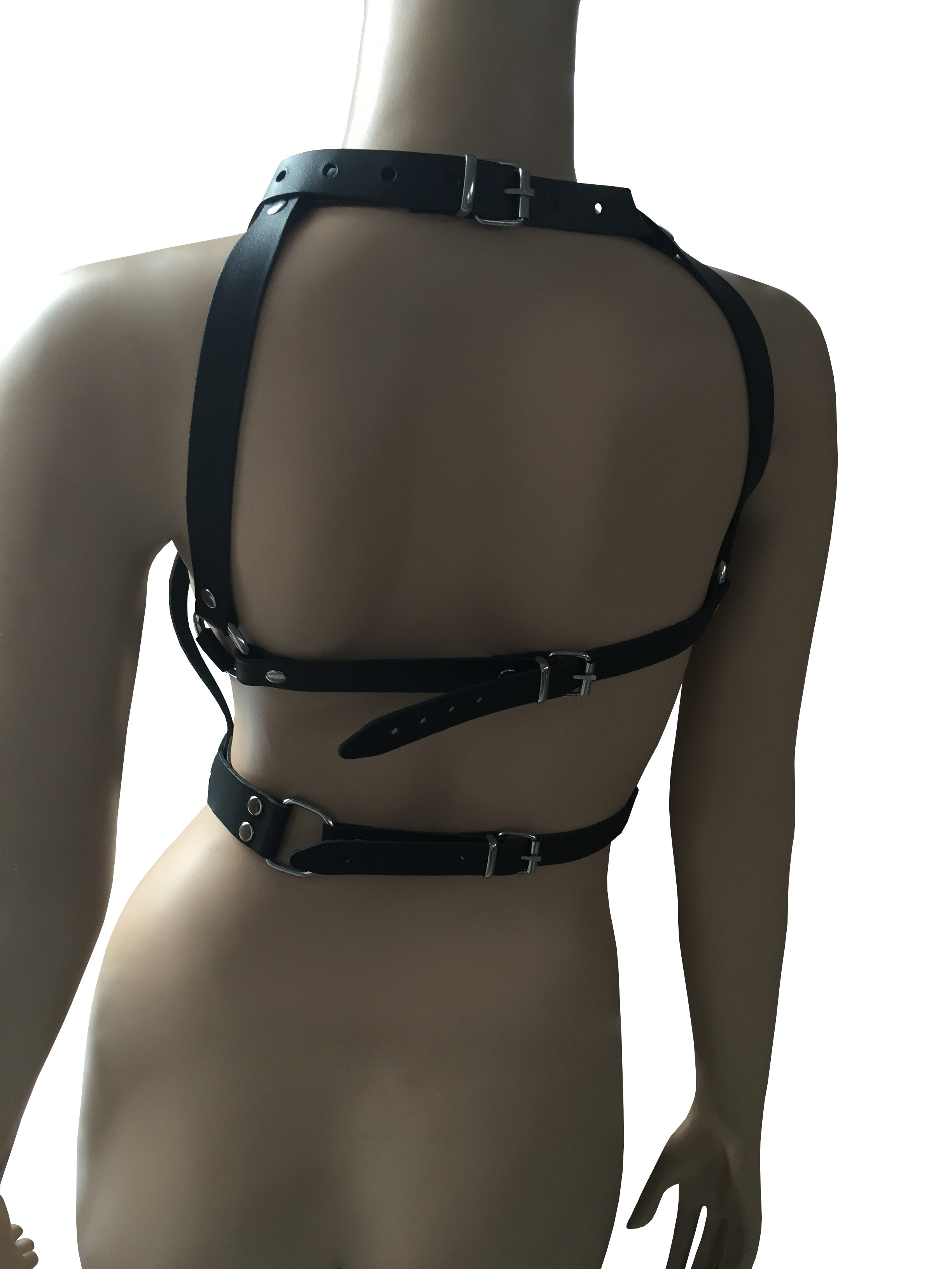 Leder Body Baun oder Schwarz mit abnehmbaren Handfesseln