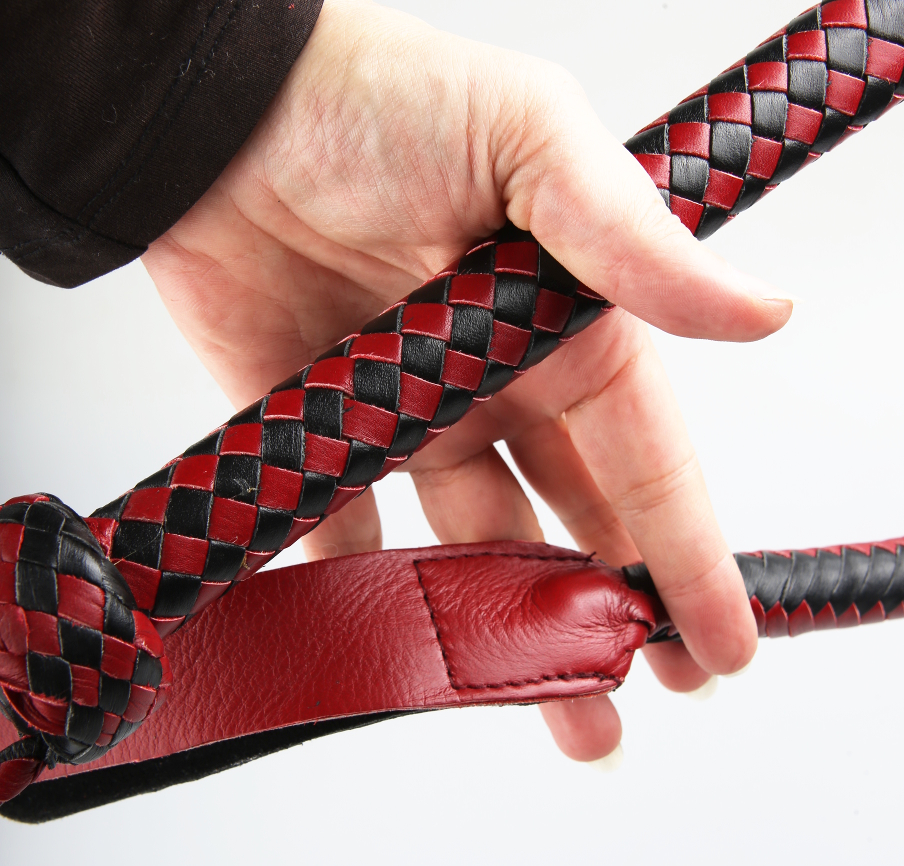 Kantschu redblack - Single Tail Whip - mit Klatsche 90cm Rot/Schwarz