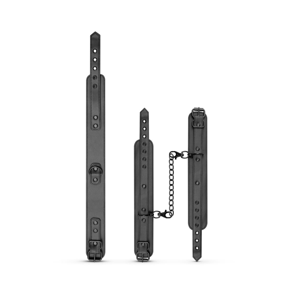 Halsband - Handgelenk-Manschetten - Schwarz als Set
