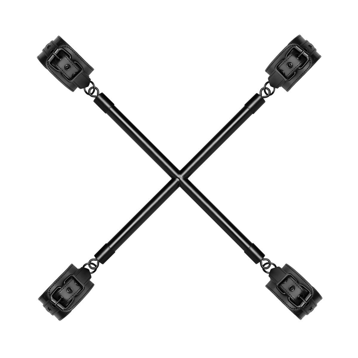 Hog Tie Kreuzstange mit Handschellen - Schwarz