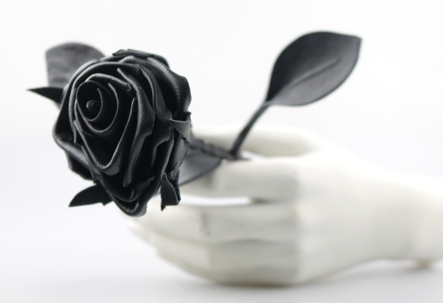 Leder Rose - Black /Schwarz