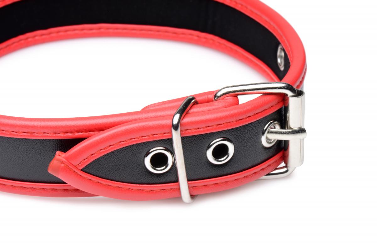 Auffälliges Halsband mit O-Ring - Schwarz/Rot