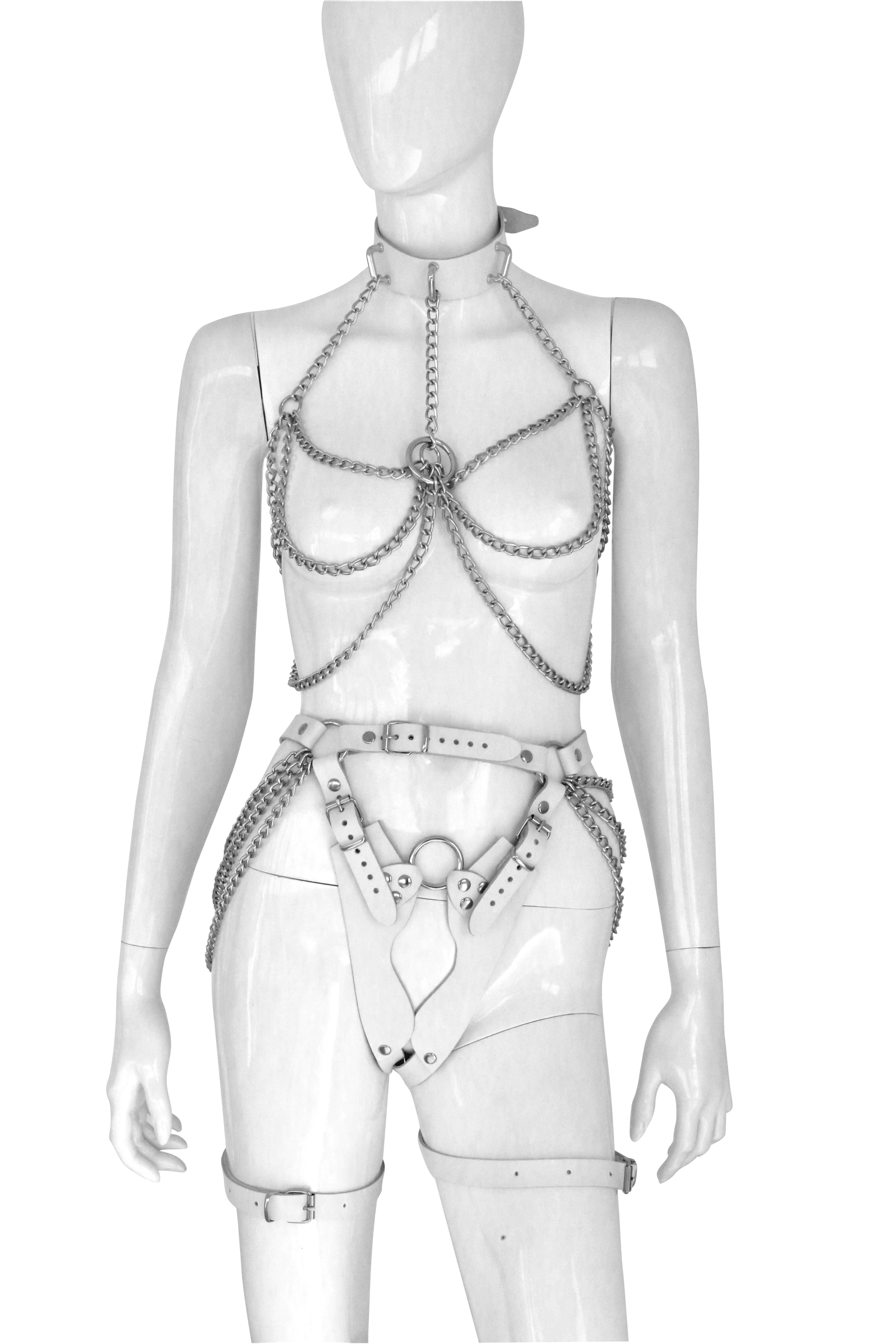 Body Set "White meets Silver chains"