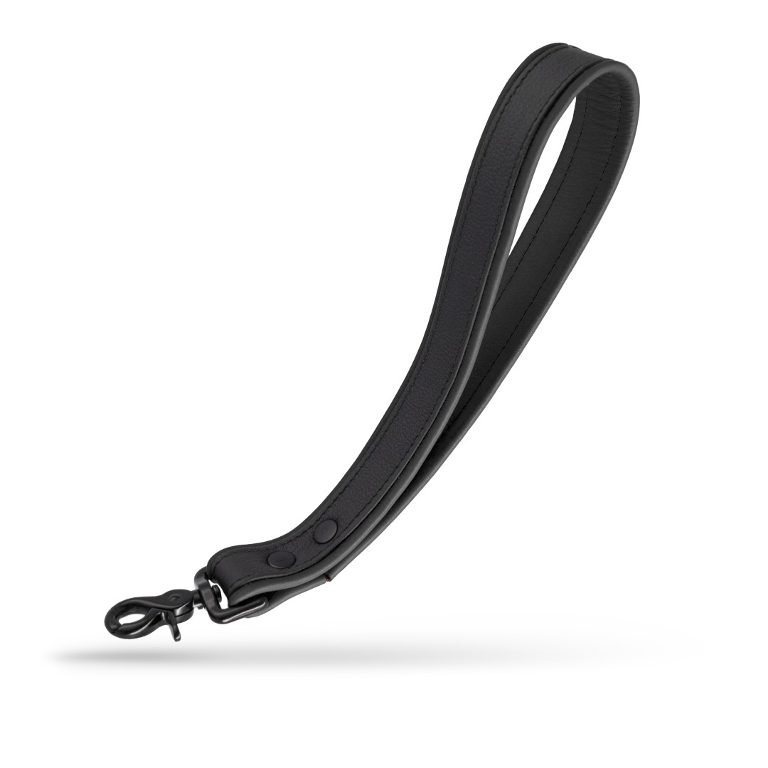 Soft Leder Leine Kurz Schwarz
