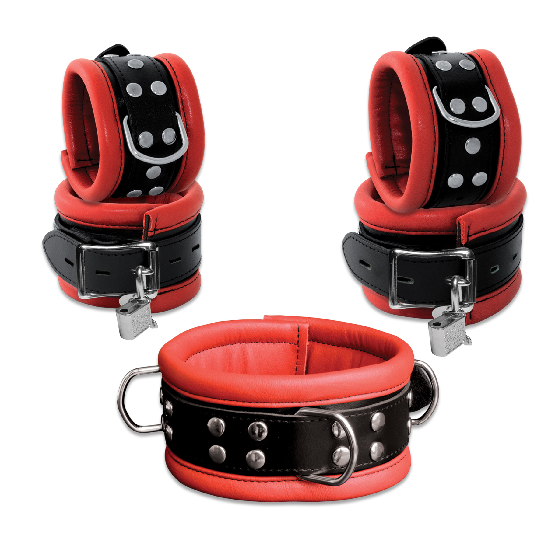 High Quality - Leder Fesselset Red abschließbar
