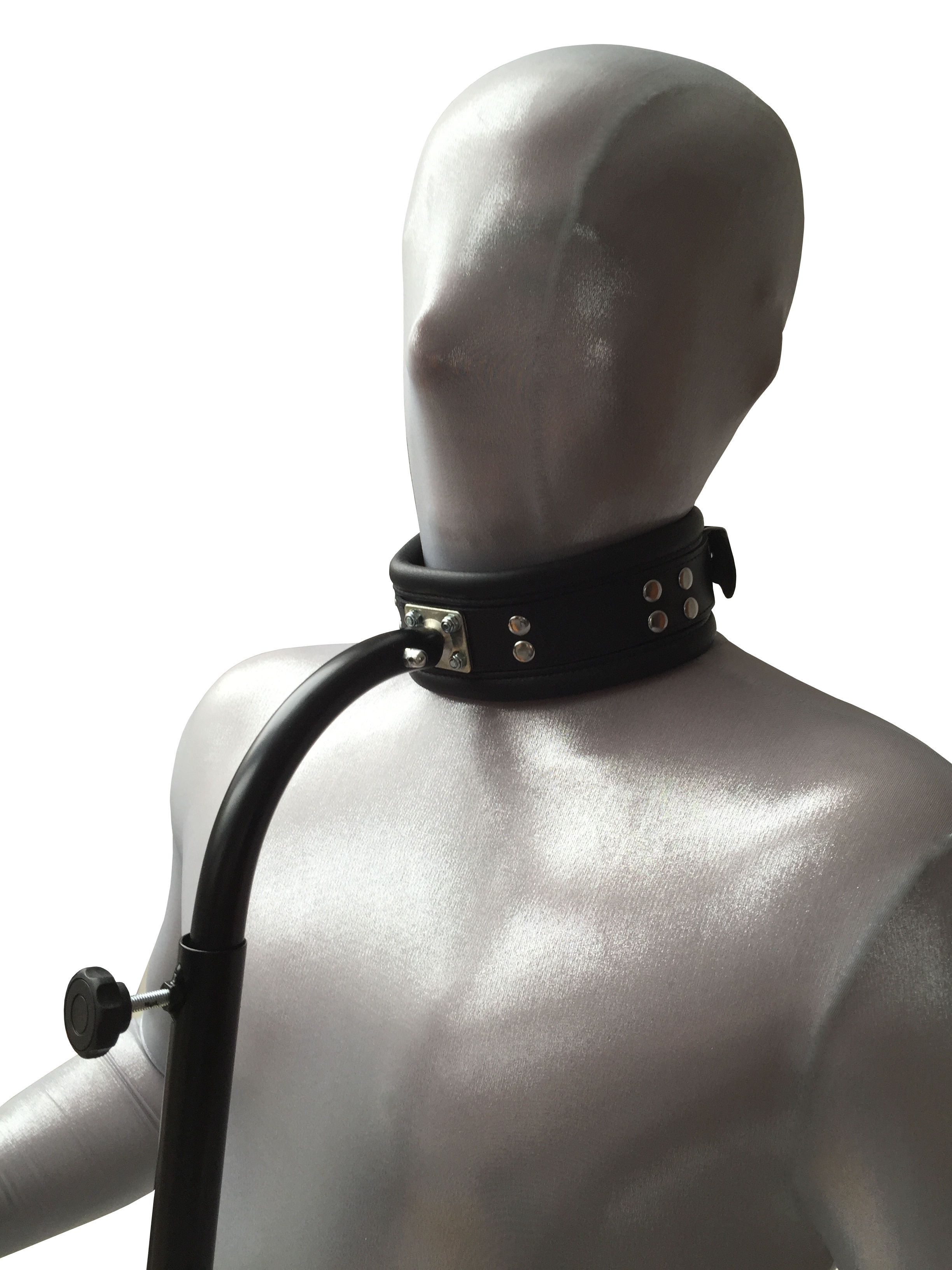 Hals Hände Metall Pranger (Pulverbeschichtet) mit Leder Fesseln