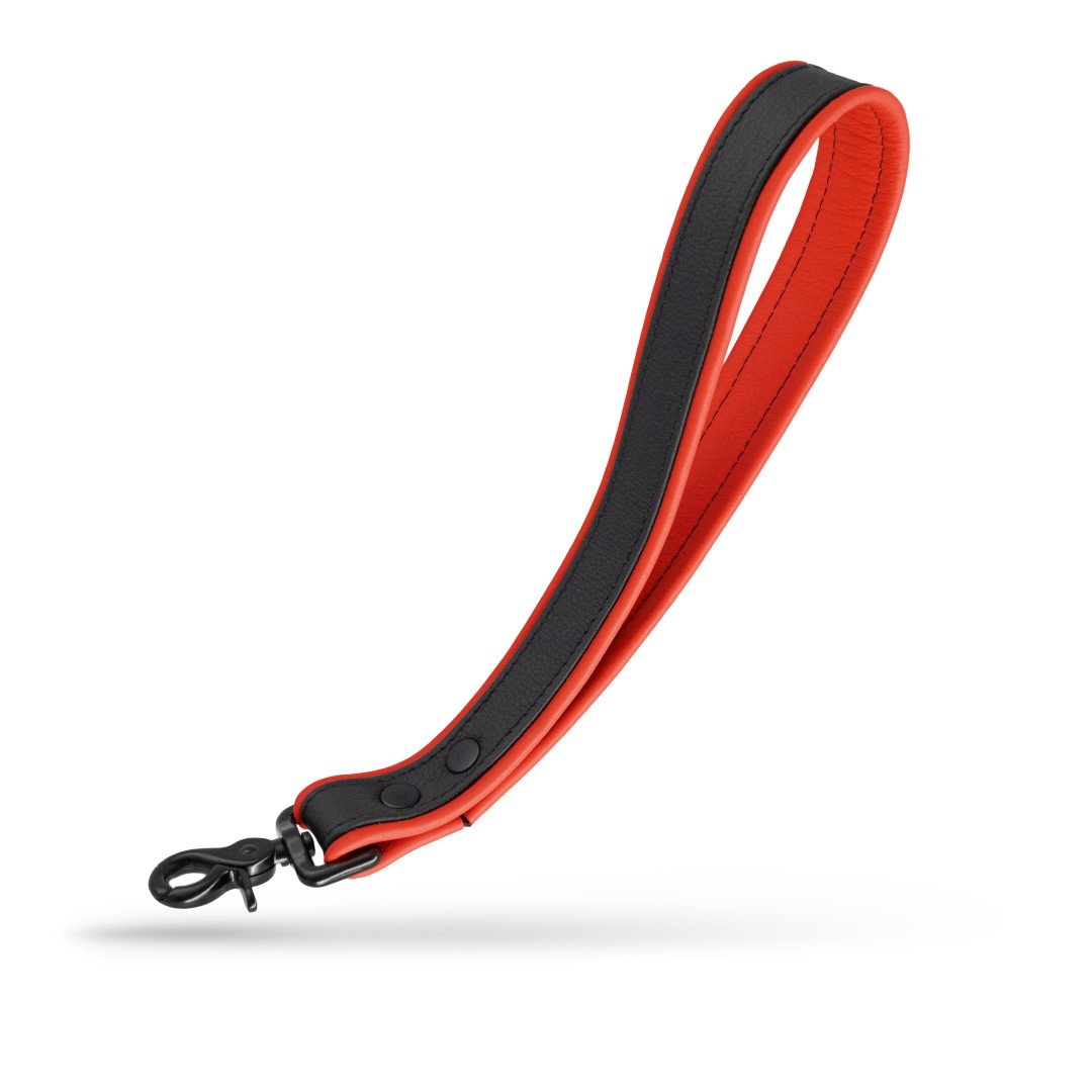 Soft Leder Leine Kurz Schwarz/Rot