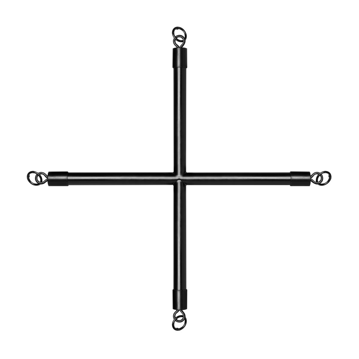 Hog Tie Kreuzstange mit Handschellen - Schwarz