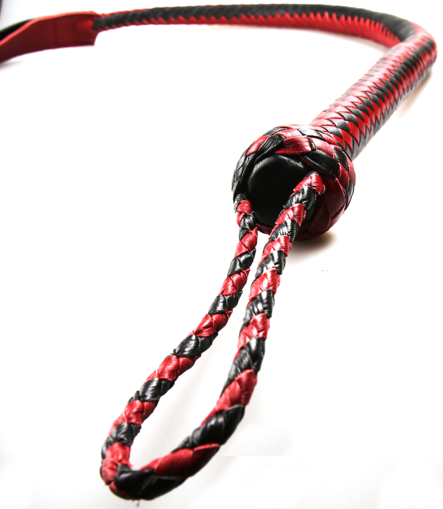 Kantschu redblack - Single Tail Whip - mit Klatsche 90cm Rot/Schwarz
